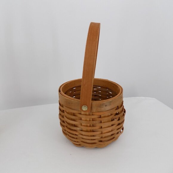 Set of 2 Ashland Fall Autumn Ash Chipwood Woven Mini Basket Wooden Handle New - Picture 8 of 12